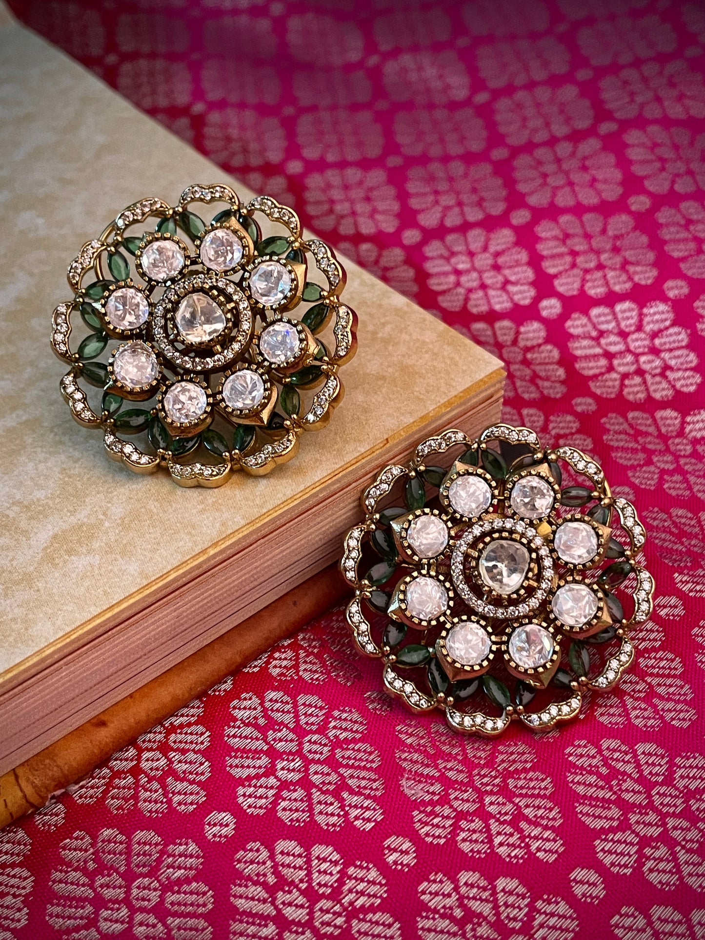 Jharna Round Emerald Studs