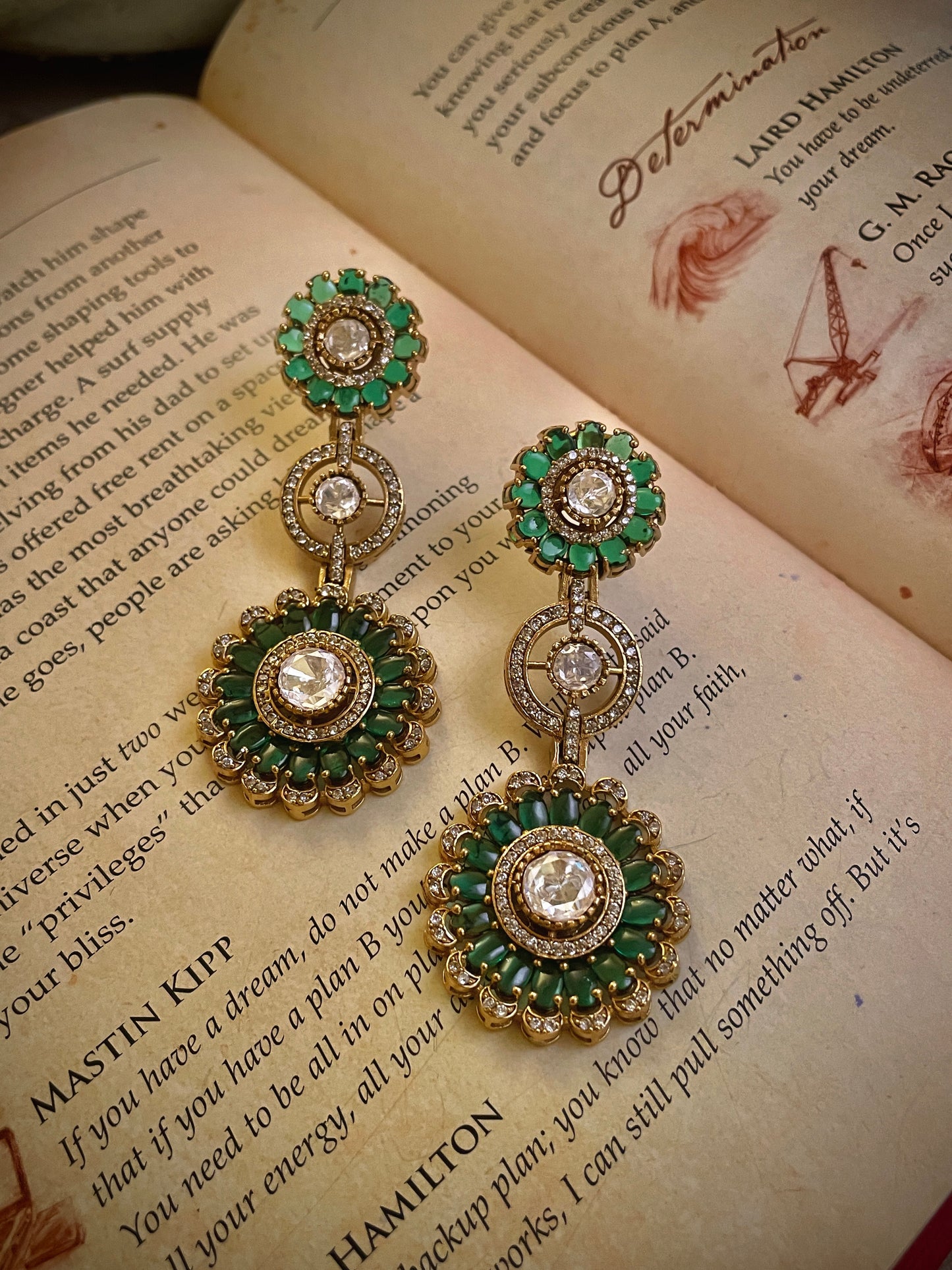 Jiva Emerald Polki Earrings