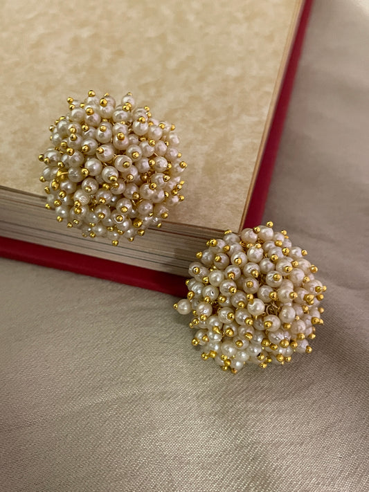 Pearl Ghungroo Dome Stud Earrings