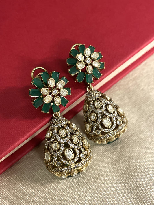 Sayali Emerald Polki Jhumkis