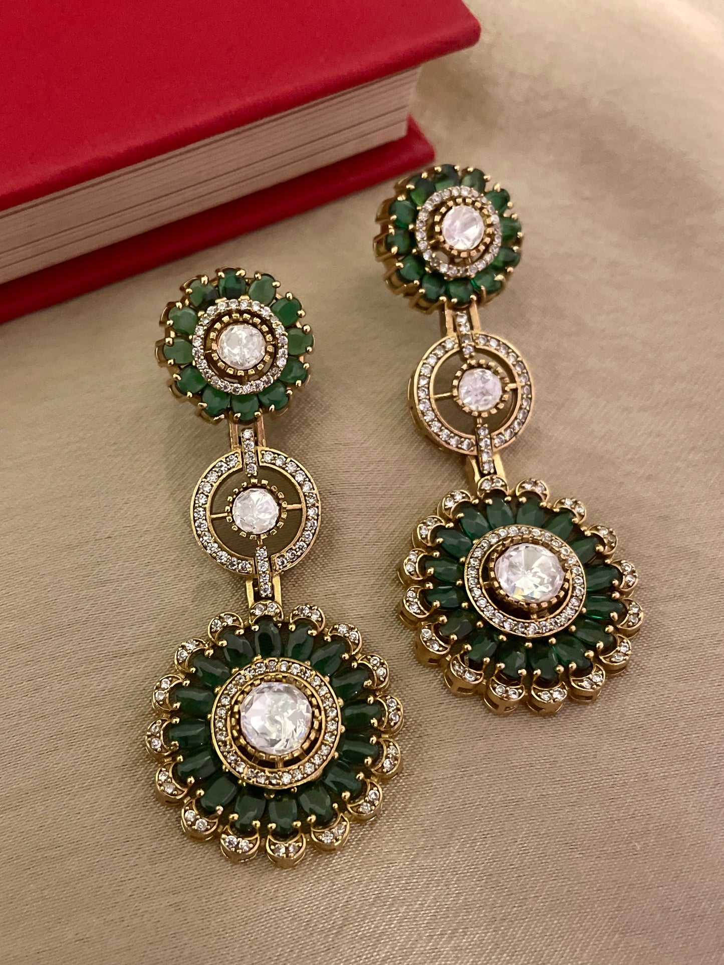 Jiva Emerald Polki Earrings