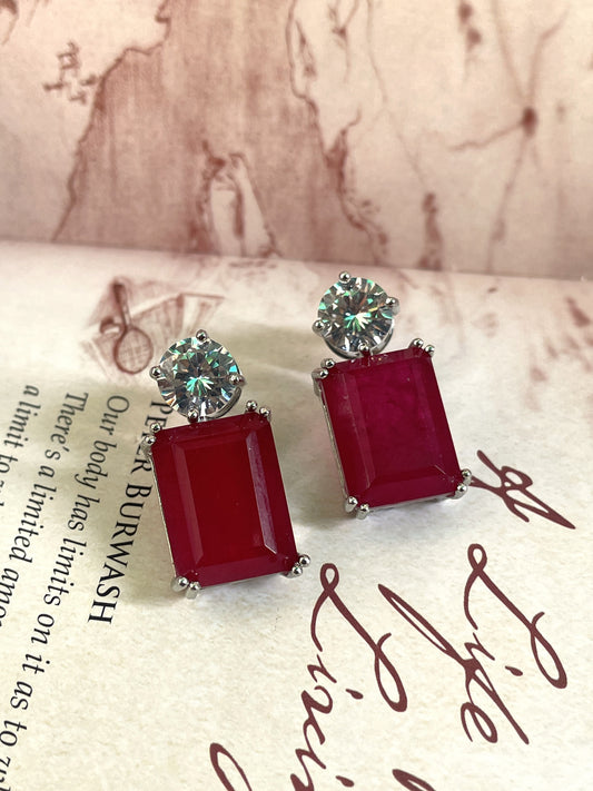 Prana Ruby Doublet Zircon Earrings