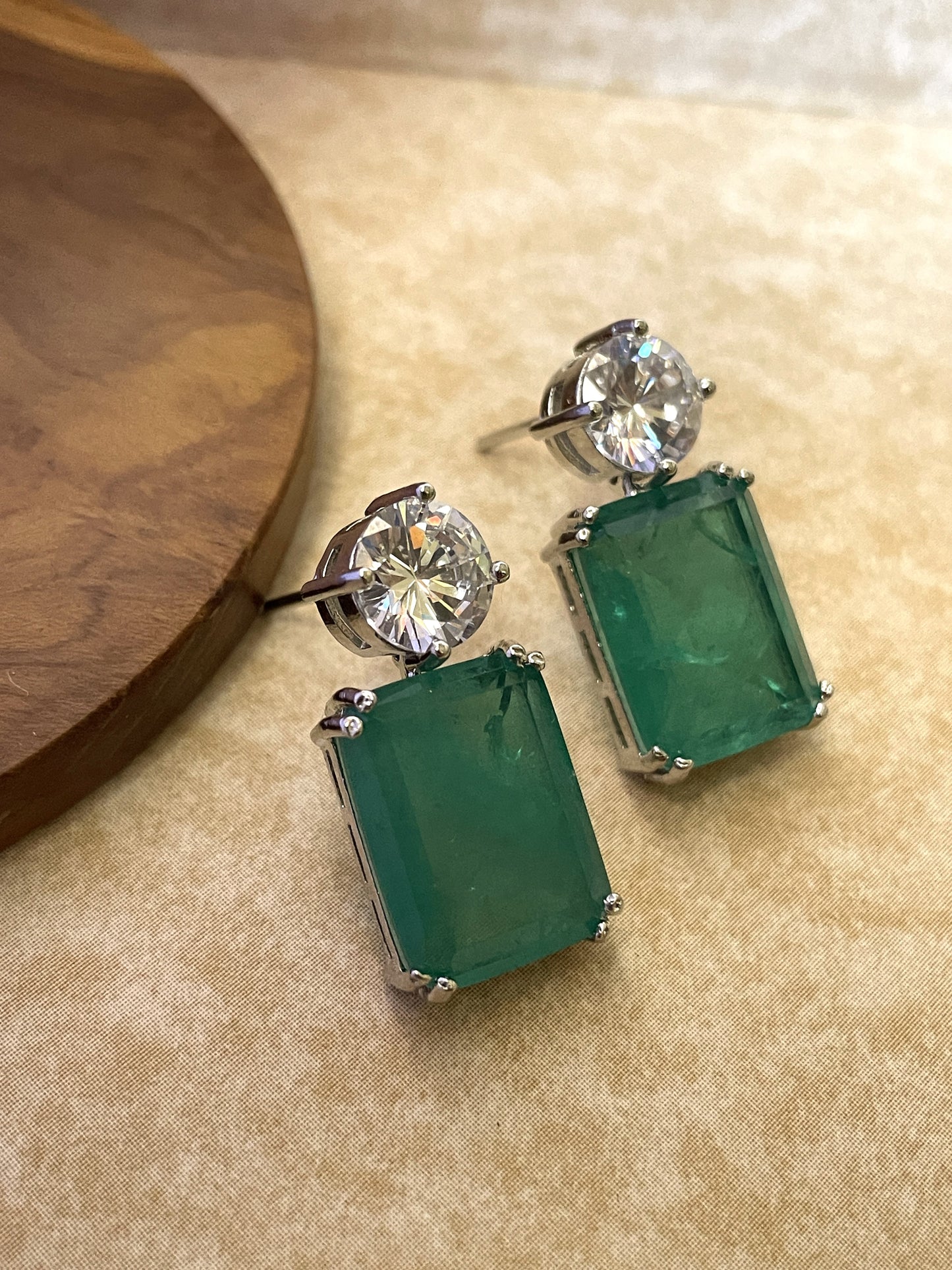 Arundhati Emerald Doublet & Zircon Earrings