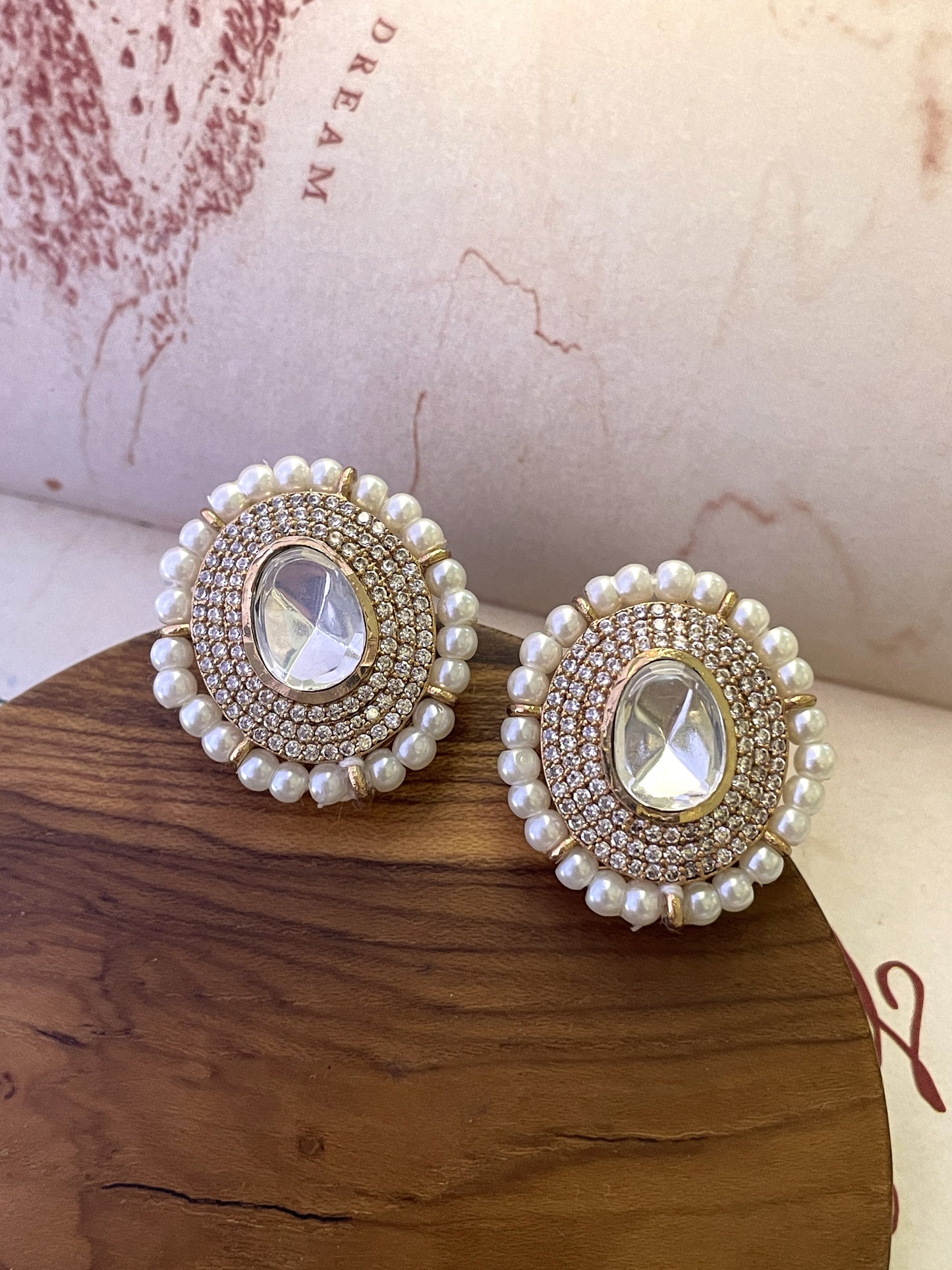 Lea Pearl Polki Stud Earrings