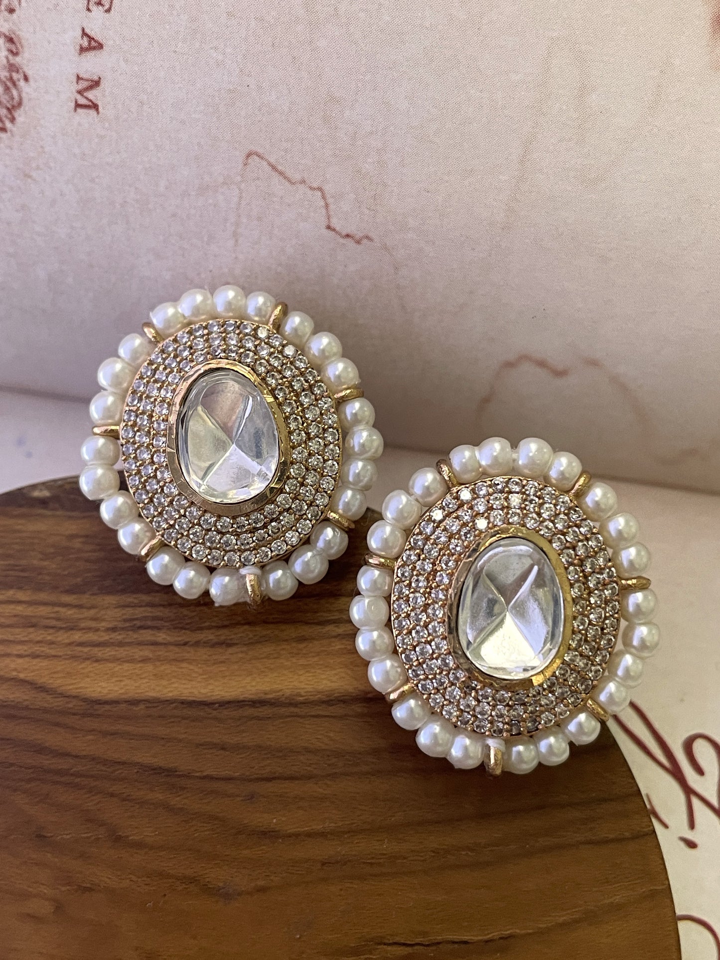 Lea Pearl Polki Stud Earrings