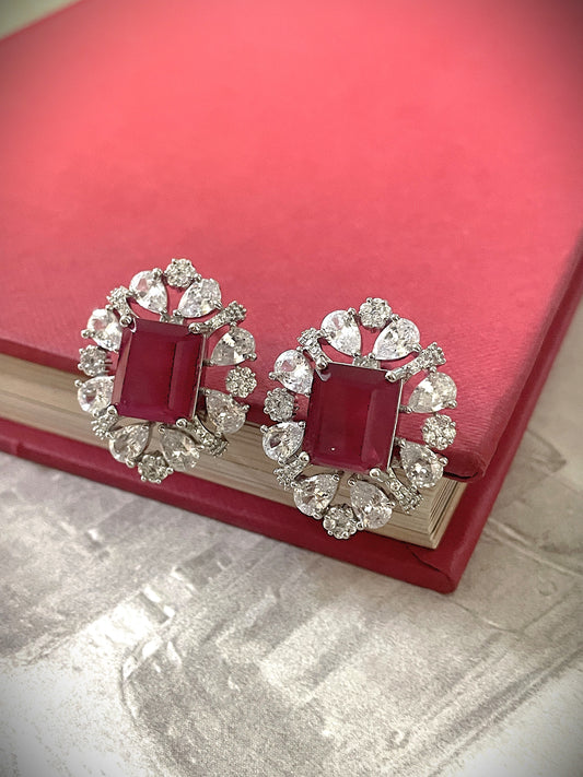 Ramya Ruby Zircon Doublet Earrings