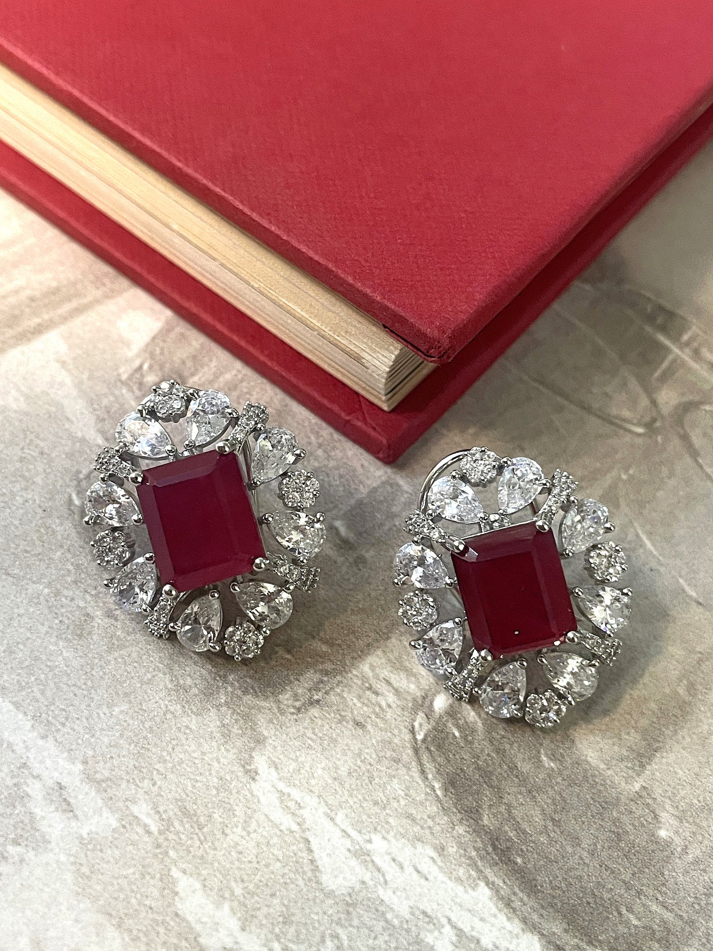 Ramya Ruby Zircon Doublet Earrings