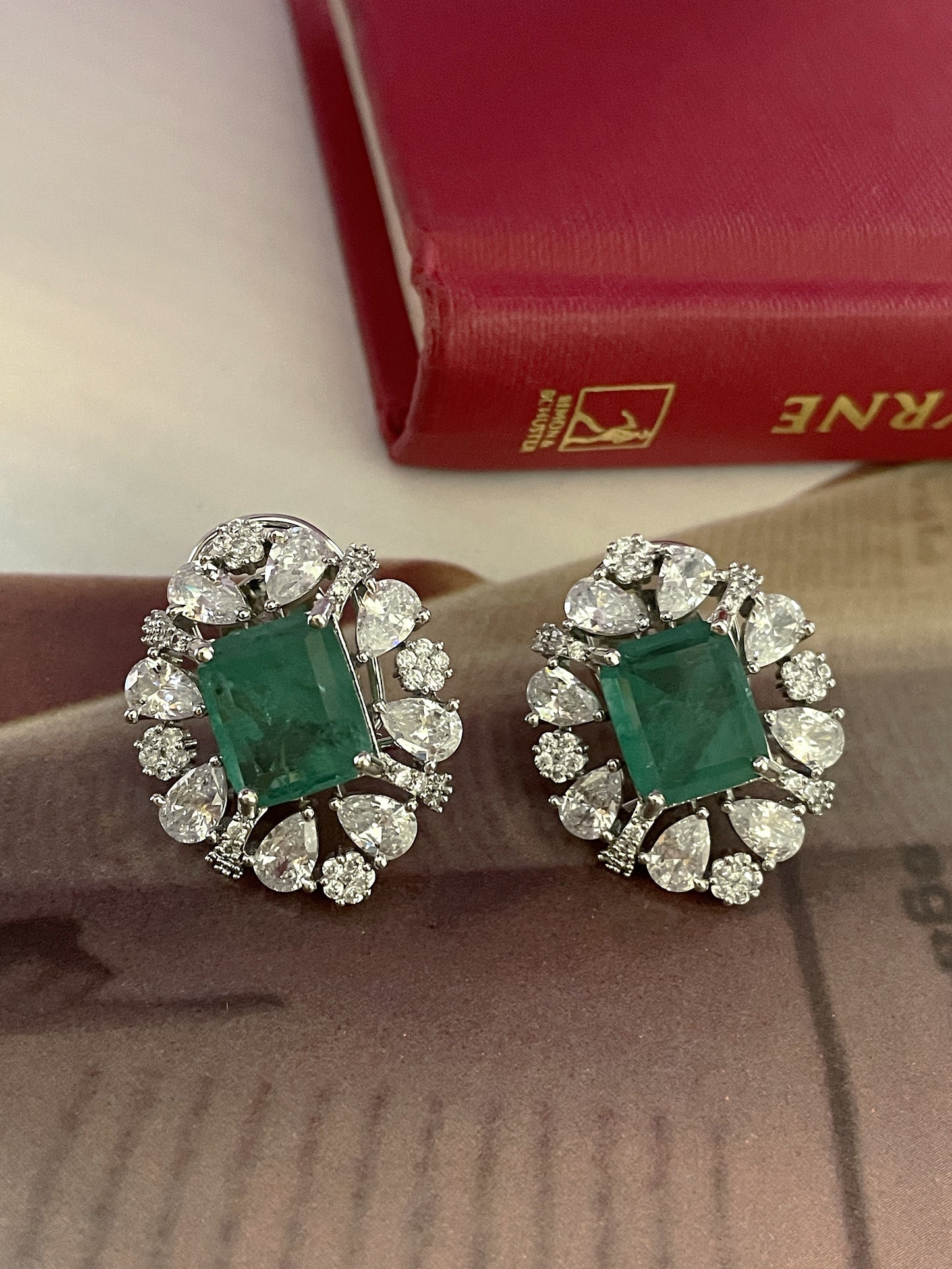 Ananda Emerald Doublet Zircon Stud Earrings