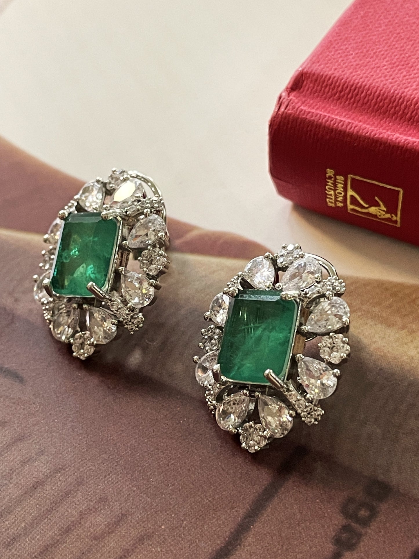 Ananda Emerald Doublet Zircon Stud Earrings