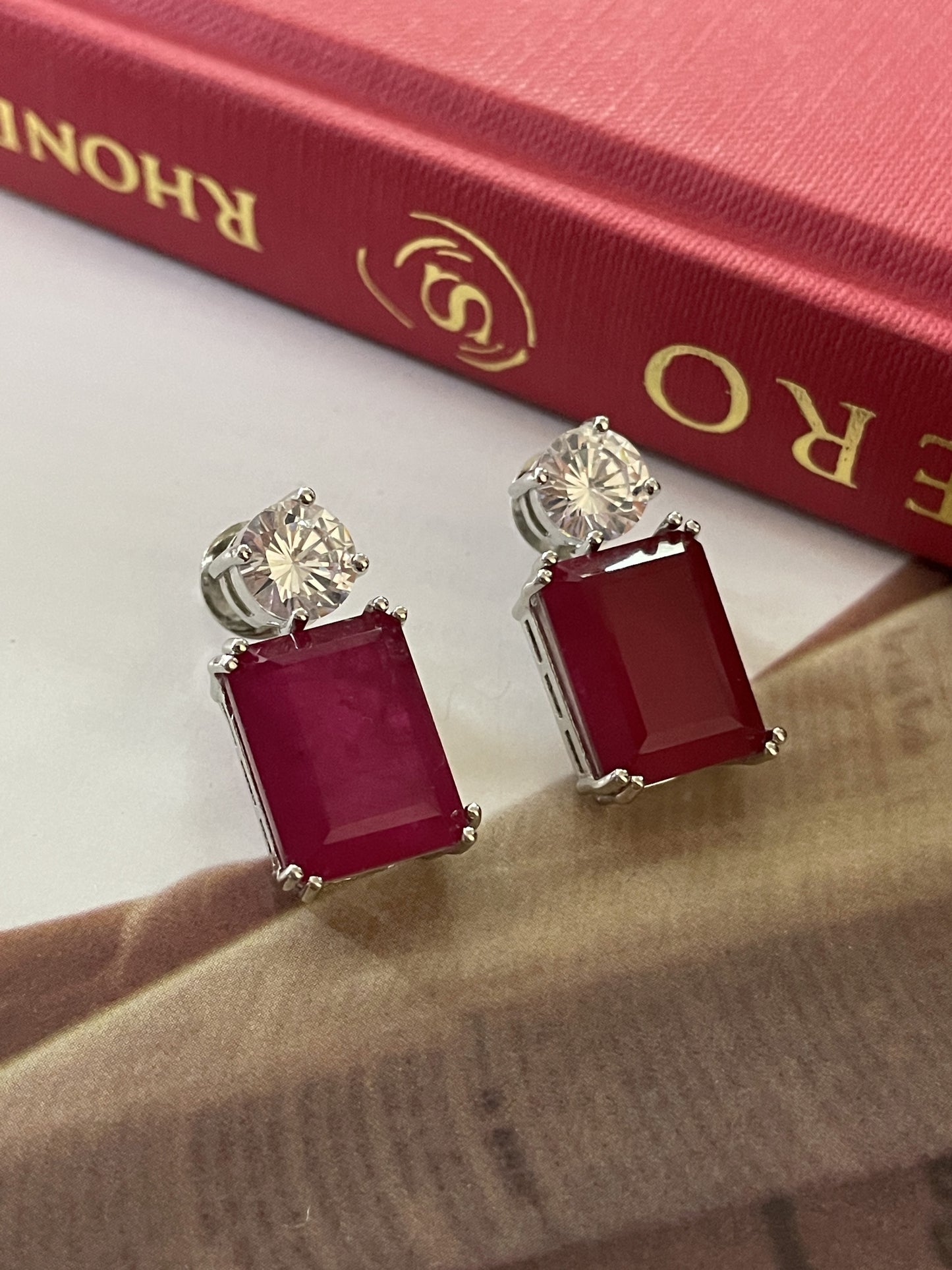 Prana Ruby Doublet Zircon Earrings