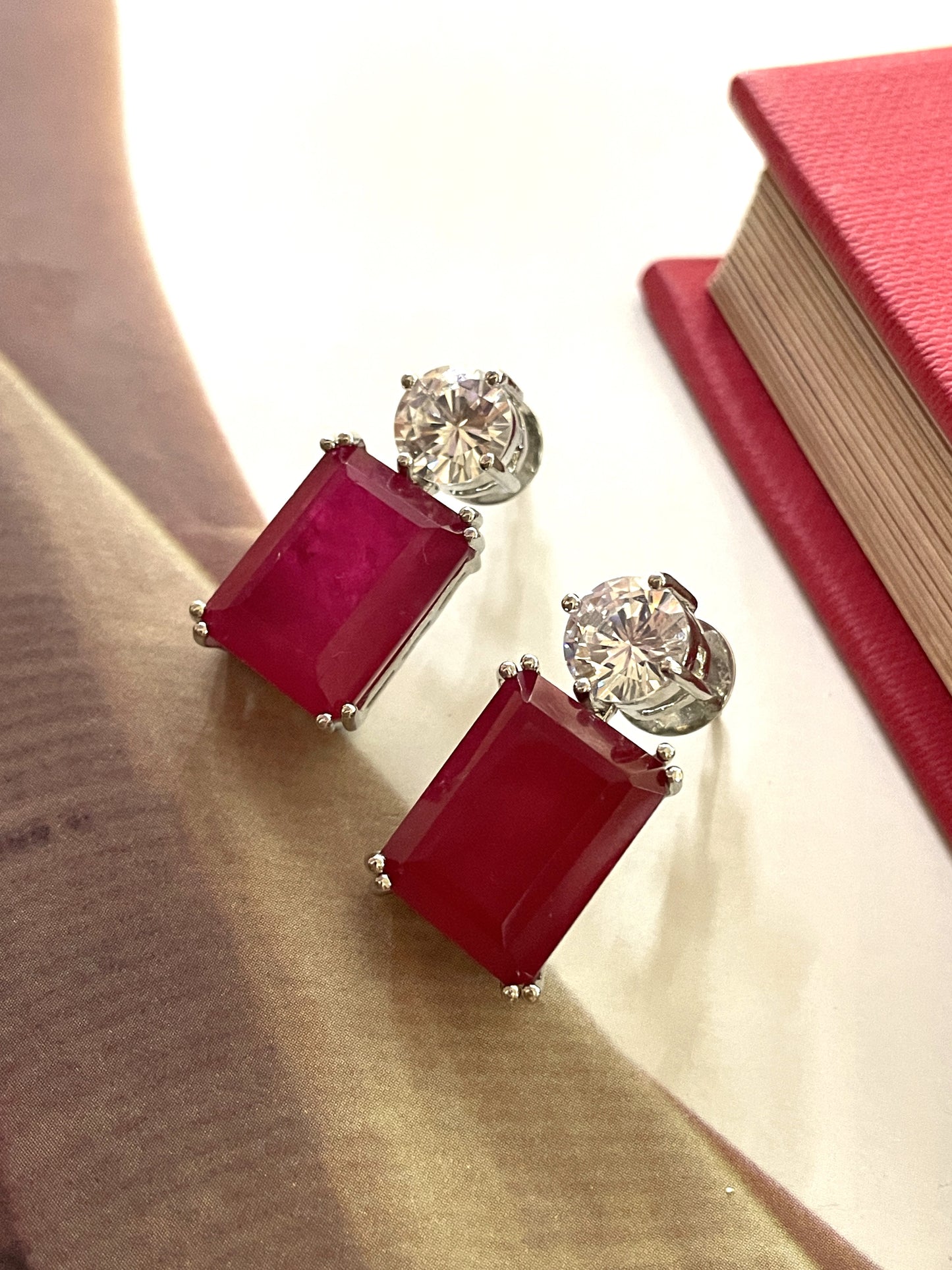 Prana Ruby Doublet Zircon Earrings