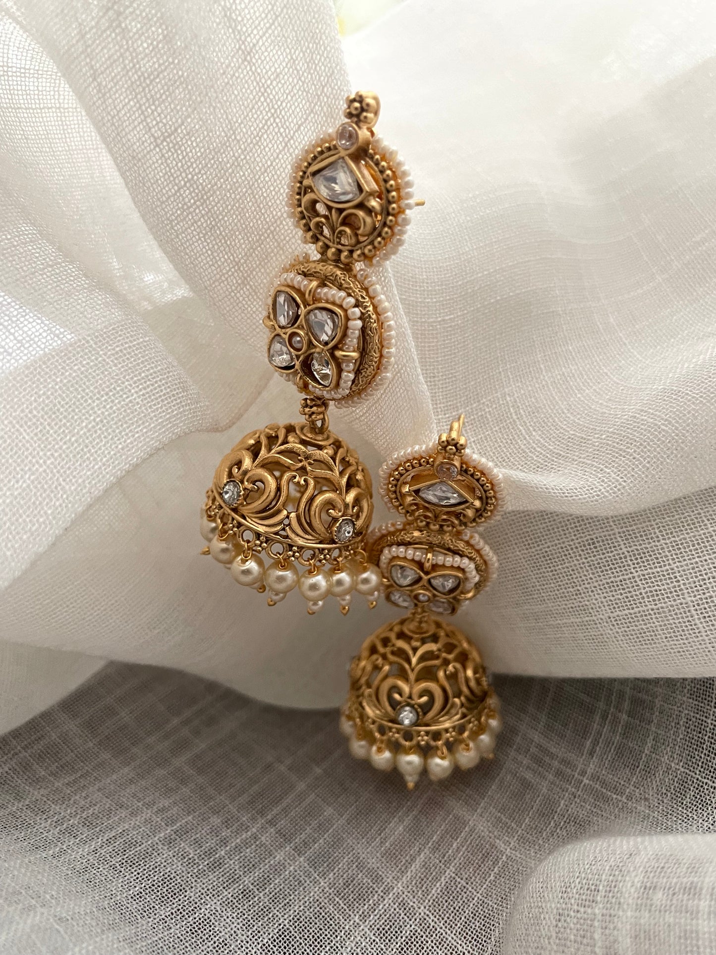 Chenab Antique Jhumki Earrings