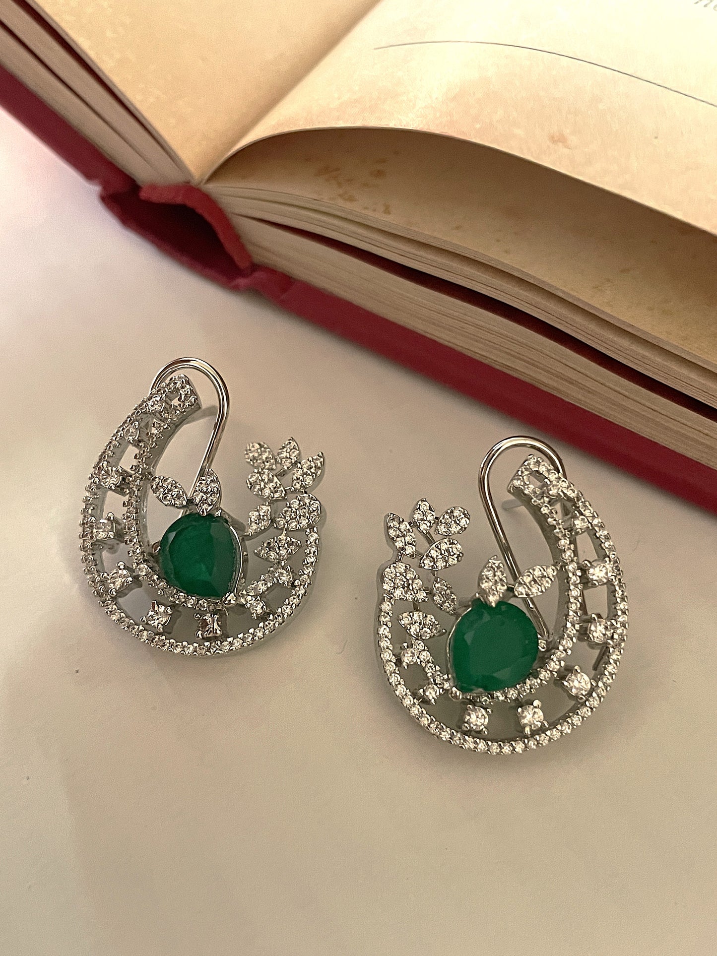 Prema Emerald Zircon Swirl Earrings