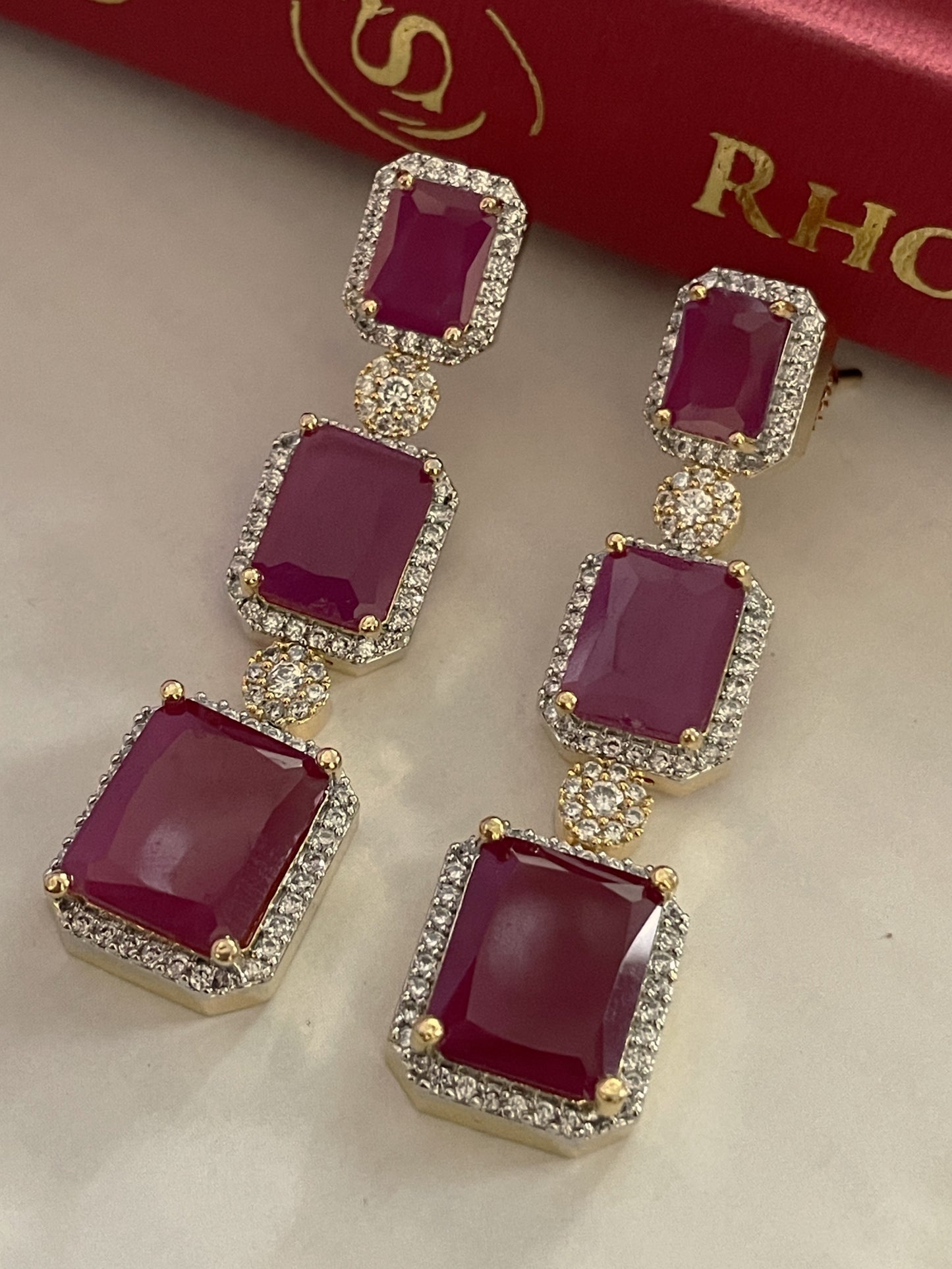 Reva Ruby Zircon Necklace Set