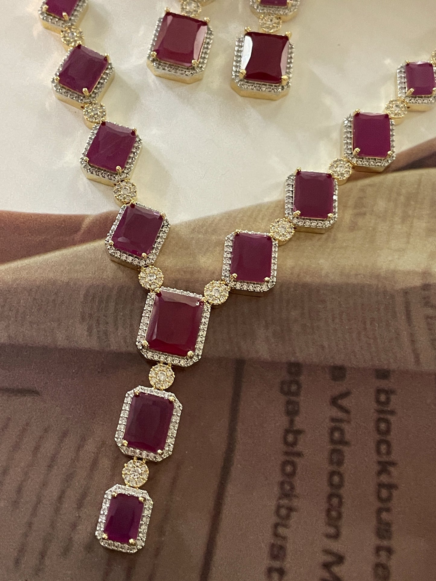 Reva Ruby Zircon Necklace Set