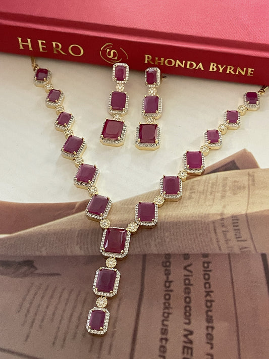 Reva Ruby Zircon Necklace Set