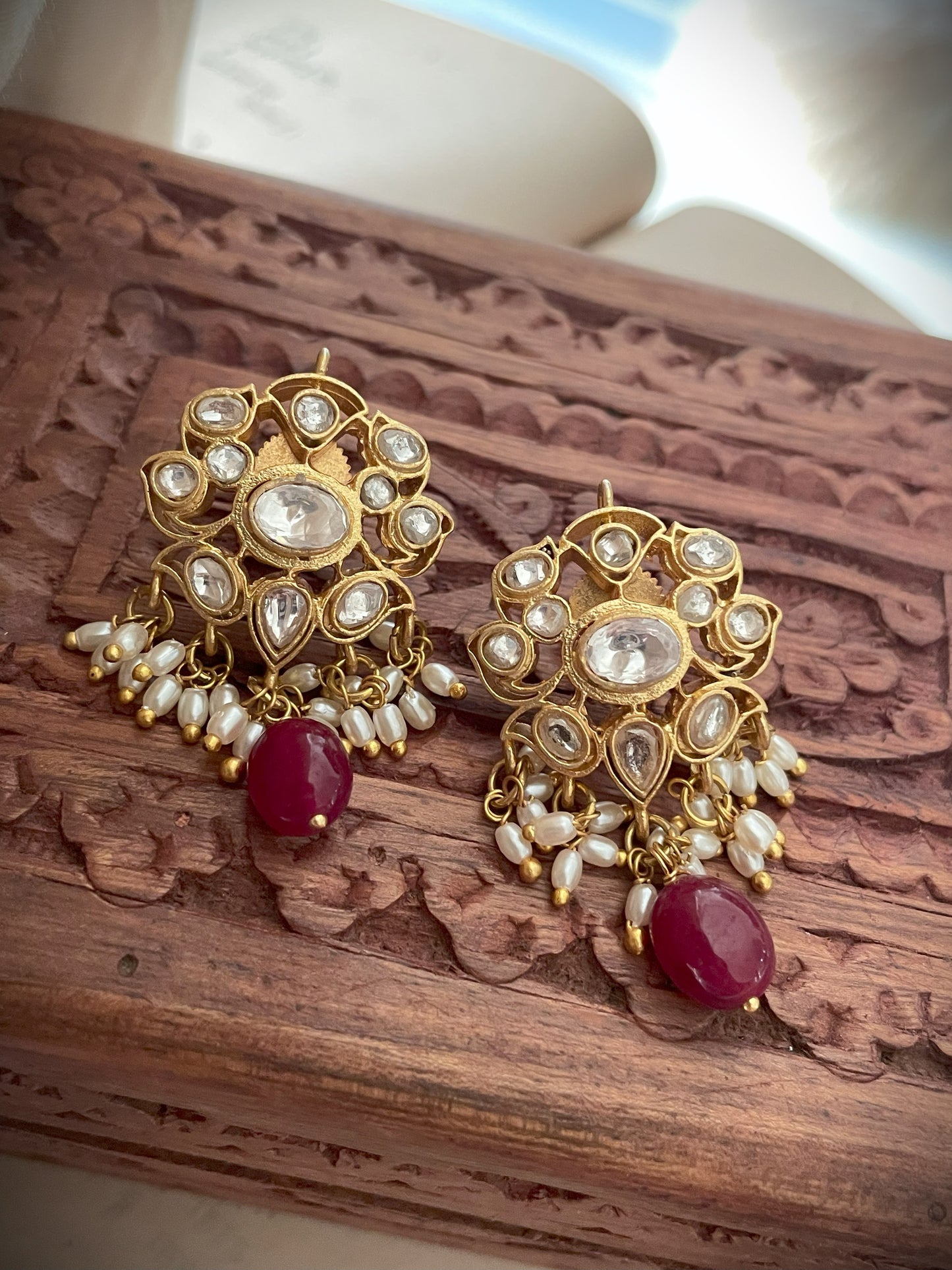 Jinal Polki & Real Ruby Stud Earrings