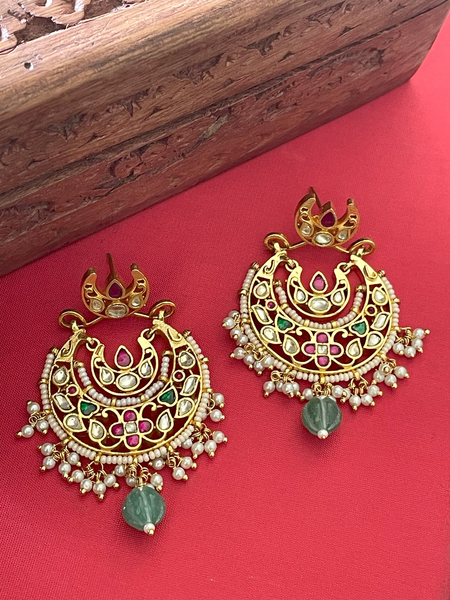 Ujjwala Polki Multicolour Chaandbaali Earrings- 18kt gold plated