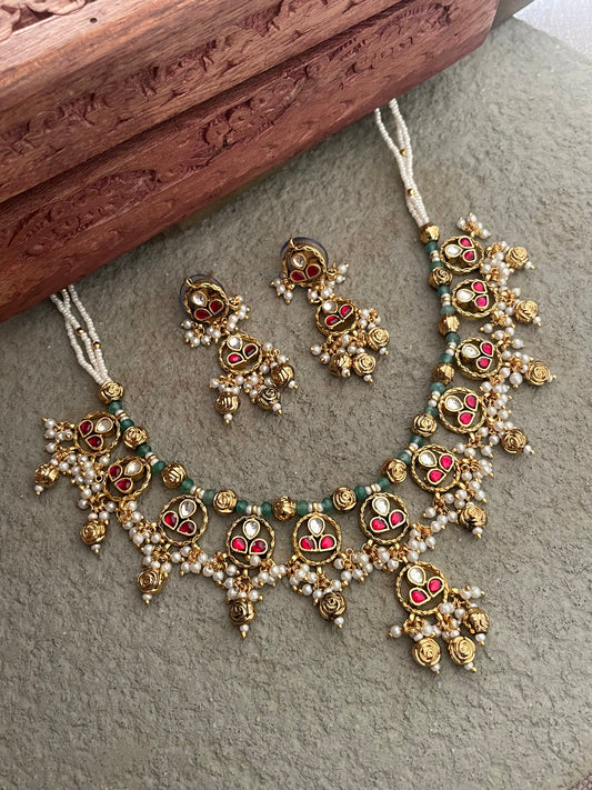 Maya Antique Polki Necklace Set