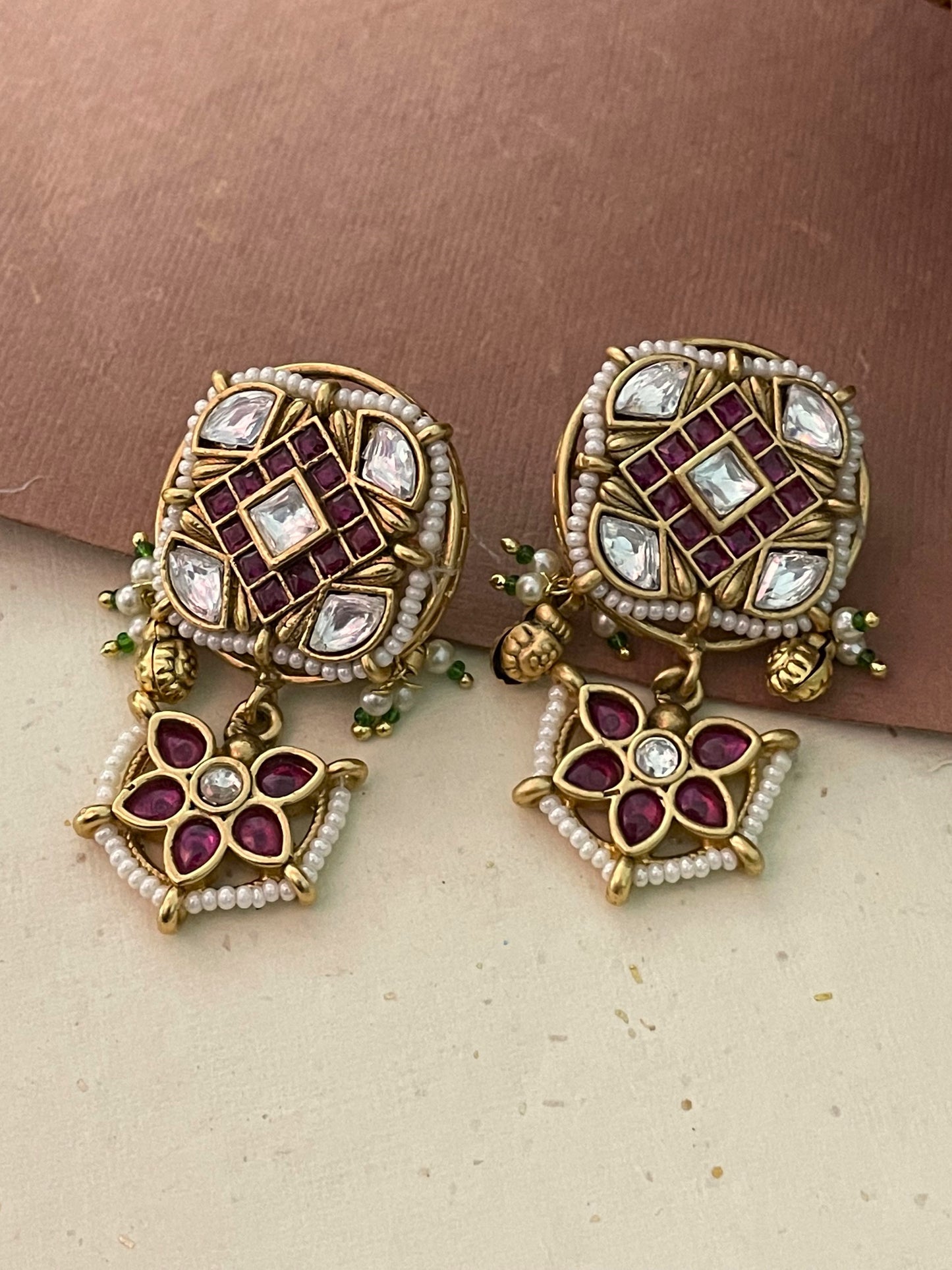 Syrah Antique Ruby Earrings