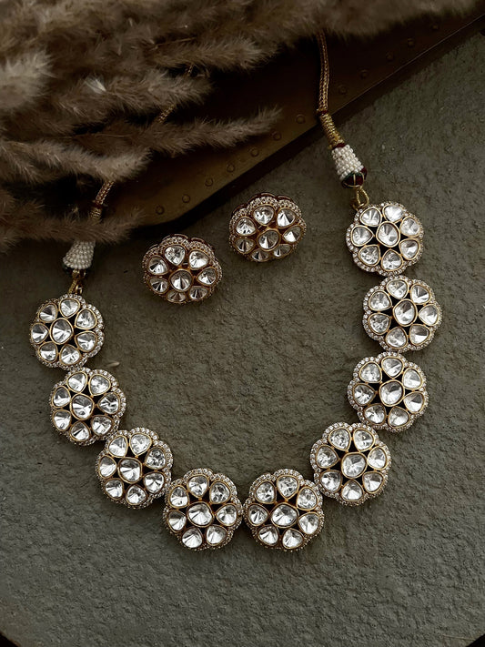 Vrinda Moissanite Polki Necklace Set