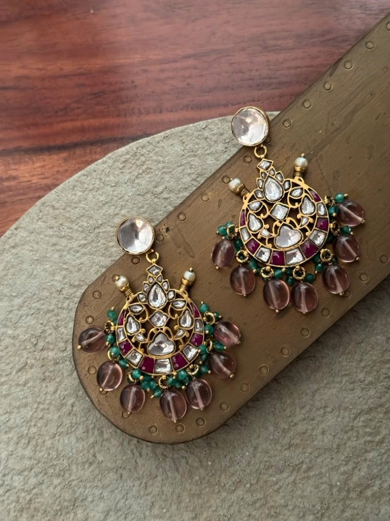 Noura Polki Chaandbaali Gold plated Earrings